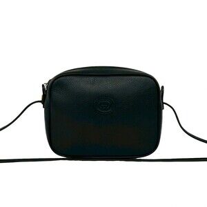 GUCCI Old Gucci GG Logo Hardware Leather Mini Shoulder Bag Pouch Black 36574